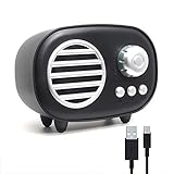 [ Funcionalidades ] Altavoz Retro con 5 formas diferentes de reproducir música. Incluye ranura para tarjeta TF, ranura USB, bluetooth, radio FM y salida Auxiliar LINE