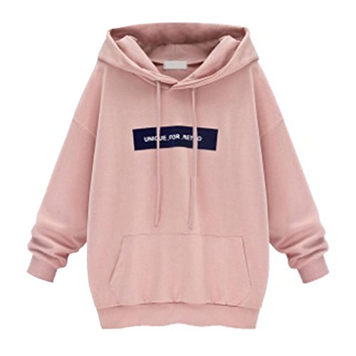 Lenfesh Femmes Printemps Automne Mode Sweat à Capuche Court Sweatshirt avec Cordon De Serrage Hoodies (Asia 5XL / FR 52-54, Rose)