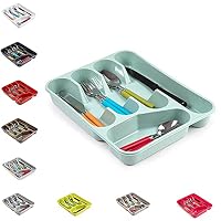 PLASTIFIC Besteckkasten – 4-Fach-Organizer Für Schubladen, 33x17,5x4,3 Cm, Aus Robustem Kunststoff, BPA-frei (verschiedene Farben)