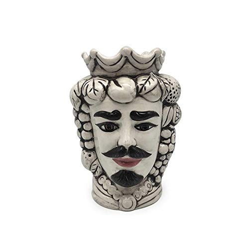 Giardini di Marzo Vaso in Ceramica Moro Siciliano Uomo Anticato 13,5x12,5 cm Altezza 18 cm