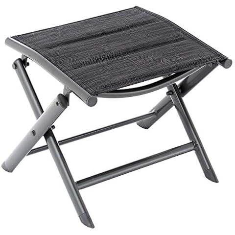 Nexos Klapphocker Sitzhocker Campinghocker Fußteil aus Aluminium und Olefin schwarz pulverbeschichtet Rahmen anthrazit Sitzhöhe 38 cm für Balkon Terrasse Cover
