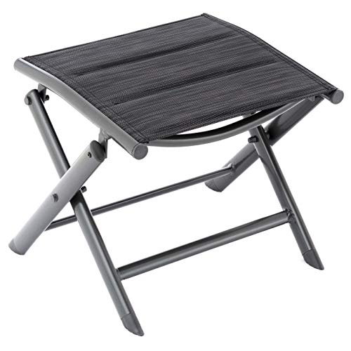 Nexos Klapphocker aus Aluminium und Olefin – Farbe Bespannung: Schwarz/Rahmen: Anthrazit