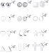 Tornito 12 Pairs Stainless Steel Stud Earrings Geometric Earring Set for Women Men Heart Triangle Square Cross Star Moon Mini Bar Ball Stackable Earring Silver Tone