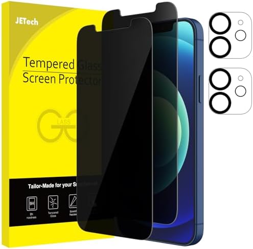 JETech Privacy Screen Protector for iPhone 12, 2+2 Pack