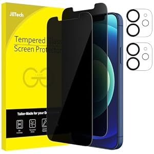 JETech Sichtschutz Schutzfolie für iPhone 12, 2+2 Stück