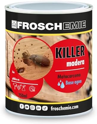 Wood Carcoma Killer 750 mL – Eliminates Active Woodworm and Prevents Reinfestation | Water-Based Odorless | Preventive and Healing Treatment Indoor/Outdoor | Drying 24h | Wood Killer