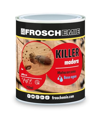 Matacarcoma para Madera 750 mL – Elimina Carcoma Activa y Previene Reinfestación | Base Agua Sin Olor | Tratamiento Preventivo y Curativo Interior/Exterior | Secado 24h | Killer Madera