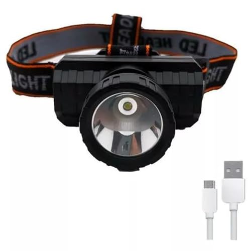 Lanterna de Cabeça em Led Super Forte Recarregável Usb Com Fita Ajustável Profissional À Prova D'Ág