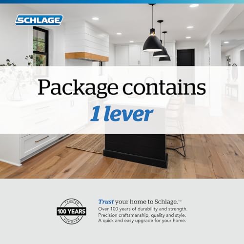 Image of SCHLAGE Latitude Non-Turning Dummy Door Handle, Reversible, Satin Chrome | Non-turning dummy lever door handle with no latch or lock, Decorative pull, One sided, Easy to install, Certified durability