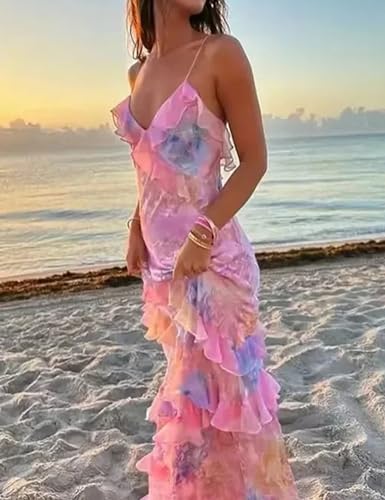 Image of Women Summer Elegant Sling Midi Ruched Bodycon Dress Solid Color Backless Slim Party Cocktail Dresses