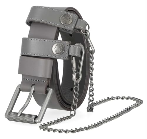 Harley-Davidson Women's Utility Fob Chain Genuine Leather Belt – Solid Gray3
