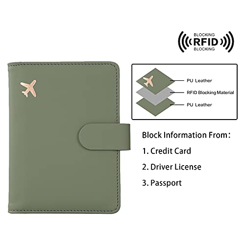 Melsbrinna Passport Holder,Passport Holder Card Slots,Cute Passport Cover For Women/Men,Waterproof Rfid Blocking Travel Wallet (Moss Green New) #TOP3