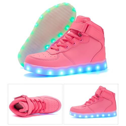 Kids Light Up Trainers Luminous Sneakers Boys Girls USB Charging Led High Top Flashing Shoes Xmas 6