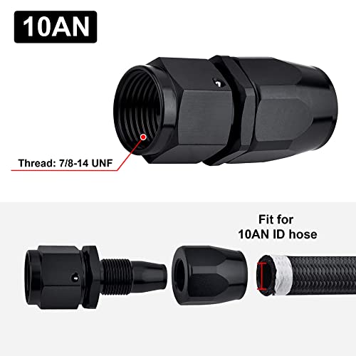 Image of EVIL ENERGY 10AN Hose End Fitting Straight Swivel for CPE Braided Hose Black 4PCS
