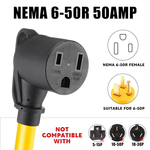 Image of Tellegloww 3ft NEMA 5-15P to 6-50R 15Amp to 50Amp Welder Extension Cord 5-15P Male to 6-50R Female 15Amp 3 Prong to 3 Prong Welder Power Adapter, STW 10 AWG /3C, ETL Listed