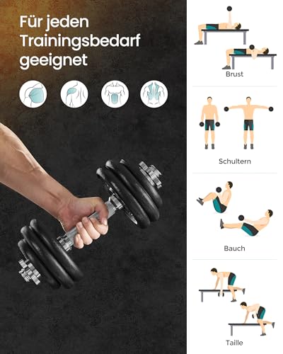 SONGMICS Hanteln, Hantelset aus Gusseisen, verstellbar, für Männer und Frauen, Workout, Fitnesstraining, Gewichtheben für Zuhause, Fitnessstudio – Bild 5
