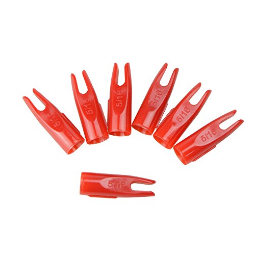 SHJG factory ZSHJG 50 Pcs Tiro al Arco Flecha Nocks El plastico 5/16" Caza Plastinock Flecha Nocks Eje Accesorios Finales (Rojo)