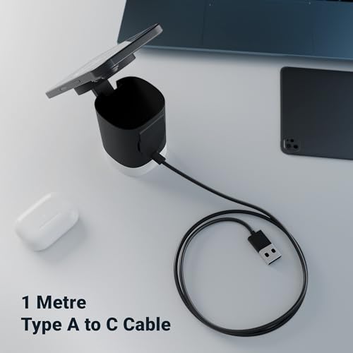 Image of Zebronics 3-in-1 Wireless Foldable Charging Pad with 23W Output, MagSafe Compatible, Fast Charging, Built-in Protection, FOD, 1m Type-C Cable, for iPhone 16 /15 /14 /13 /12 Series(MagBoost 50,Matt Black)