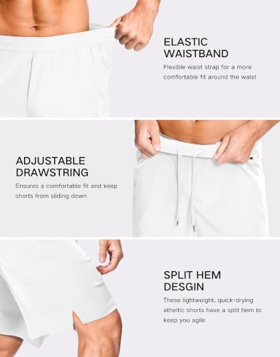 Image of GGJ Men's Lightweight Athletic Shorts with 2 Zipper Pockets 7 inch /9 inch /5 inch Gym Workout Running Quick Dry Tennis Shorts for Men