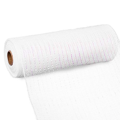image for LaRibbons Deco Mesh Poly Ribbon - 10 inch x 30 feet Each Roll - Metall