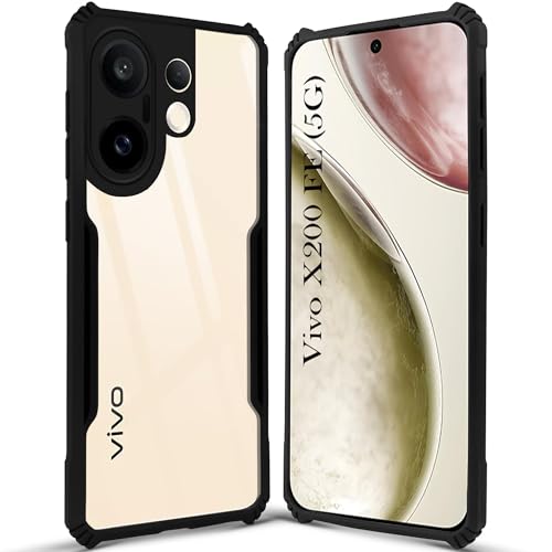 Image of Jkobi Back Cover Case for Vivo X200 FE (Shockproof with Polycarbonate Clear Panel | Professional Black)