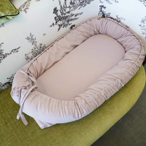 Image of Infant Cushion, Baby Cushion Cover for Baby Girls & Boys, Portable Baby Support Cushion, Newborn Essentials for Baby 0-12 Months, 100% Cotton Breathable, Travel Baby Cushion(Lavender Blush)