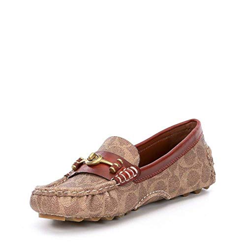 COACH Womens Crosby Leather Slip On Moccasins Tan 6 Medium (B,M)