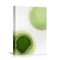 Canvas Wall Art Matcha Teacup Coffee Drinks Farmhouse/Country Kitchen Multicolor Photography Urban - 12x18 inches