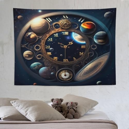 Tapisserie murale planète grand format 150x200cm avec finitions soignées pour art mural