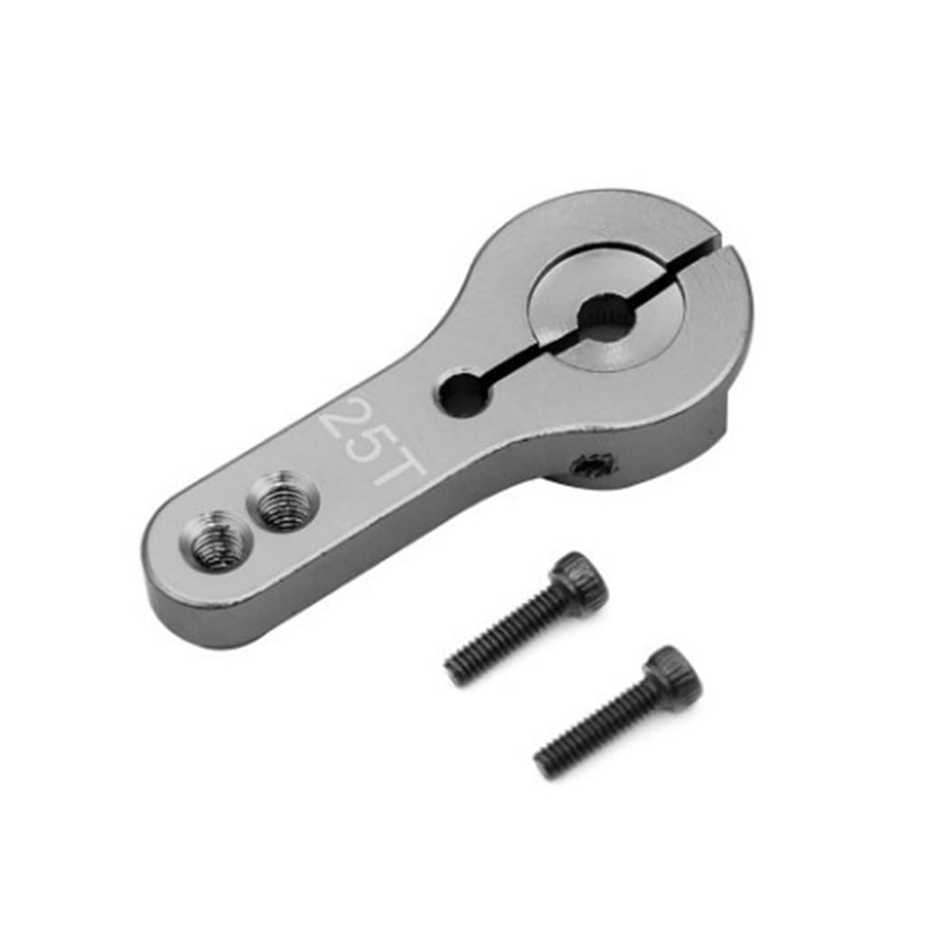 COOL RACINGAluminum Alloy 25T Servo Horn 2-Hole RC Parts Compatible with Futaba, Savox, HL, HSP, HD Power, Go tech Servo, Titanium