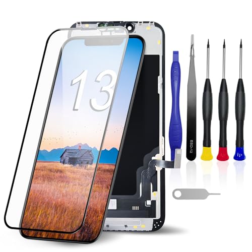 iPhone 13 6.1 Inch COF LCD Screen Replacement Haptic Touch Full Digitizer Display Assembly with Complete Repair Tools Kit Compatible with iPhone 13 A2634 A2635 A2636 A2639