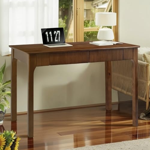 39.4" Walnut Solid Wood Desk with 2 Drawers