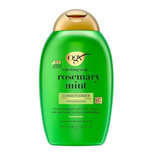 OGX Refreshing Scalp with Rosemary Mint Conditioner Clarifying Blend to Remove Excess Oil and Residue Clears Away Buildup Sulfate Free 385ml