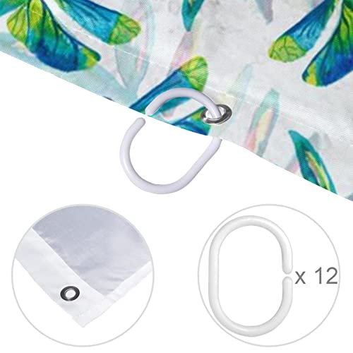Rideau de douche feuilles de libellule vert aquarelle 183 cm pour salle de bain élégante - 5