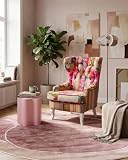 Fotel uszak tapicerowany materiałowy pikowany patchwork wielokolorowy różowy Molde