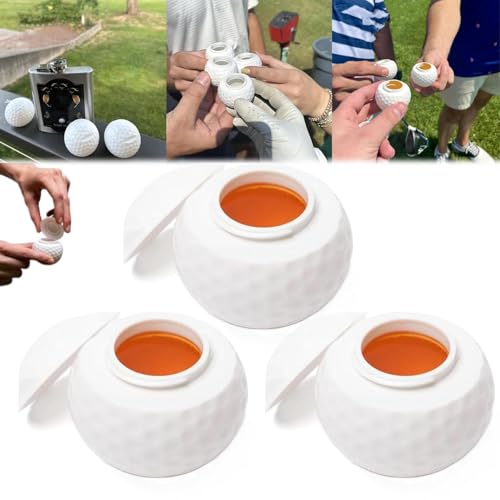 Golfbalvormige borrelglazen, golfbal shotglazen met deksel, golfshots - golfbalvormig borrelglas, perfect cadeau voor golfliefhebbers - nieuwigheid shotglazen, wit (3 stuks)