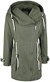 Der Brandit Mella Sommerparka ist mit Abstand der aufwendigste und wohl stylischste Damen-Parka im Programm. Er ist sehr lang geschnitten und das Baumwollmaterial fühlt sich sehr wertig an.