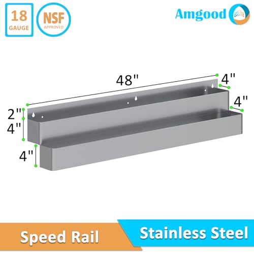 Image of AmGood 48 in. Double Tier Stainless Steel Speed Rail Rack for Commercial Bars, NSF