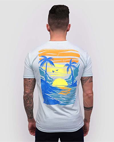 Into The Am Hidden Paradise Mens Graphic Tee - Cool Novelty Design Crewneck T Shirts For Guys (Light Blue, Medium) #TOP1