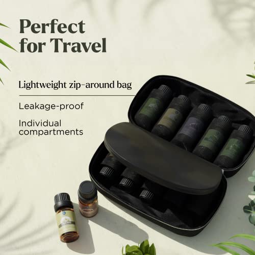 Essential Oils Set - 10pc Aromatherapy Oil in Portable Bag - Diffusers, Humidifiers, Yoga Room, Massages, Candle Making, Soaps - Peppermint, Tea Tree, Lavender, Eucalyptus, Lemongrass (10mL) - Thumbnail 5