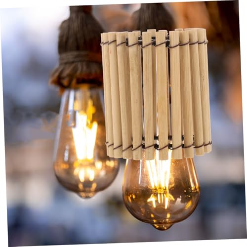 Image of jojofuny 3pcs Unique Bamboo Lampshade Abstract Chinese Style Ceiling Light Shade Lamp Cover for Bedroom Hotel Decorative Pendant Lampshade