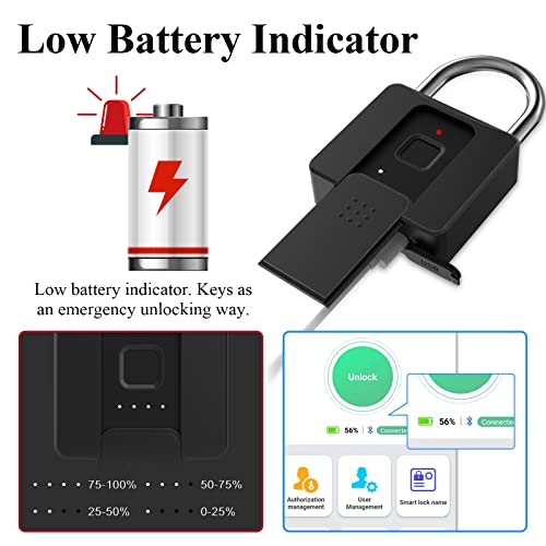 Fingerprint Padlock With Key Backup, Dhiedas Padlock With Key Fingerprint Bluetooth, Gate Lock For Outdoor Fence, Waterproof Heavy Duty Outdoor Padlock For Gate, Warehouse, Gym, School, Fence #TOP4