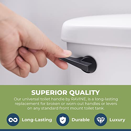 image for RAVINE Universal Toilet Handle Lever Replacement - Zinc Modern Black T
