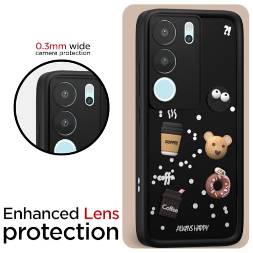 Image of Pikkme Back Cover for Vivo V29 5G / V29 Pro 5G | Cute Fun Cartoon 3D Bear Silicone Full Body Protection Bumper Cover (Black)