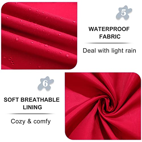 FARVALUE Women's Waterproof Trench Coat Double Breasted Windbreaker Classic Belted Lapel Overcoat with Removable Hood Red 3X-Large - Thumbnail 5