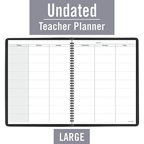 At-A-Glance Teacher Planner, 8-1/4" X 10-7/8", Undated Weekly & Daily Planner, Academic Lesson Plan Book For Family Homeschool Supplies, Agenda With Twin-Wire Binding, Black Leather (8015505) #TOP2