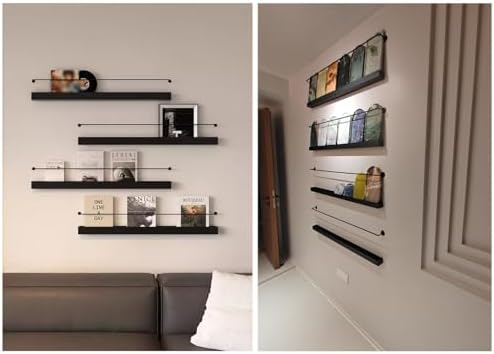 3 Pack Iron Magazine Display Stand, Wall Mount Literature Holder, Brochure Organizer Rack for Living Room & Bedroom, 39.4" Catalog Storage Shelf