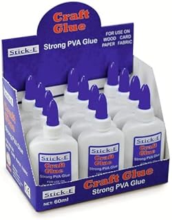 Stick-E PVA White Glue 60ml Bottle, Box of 12