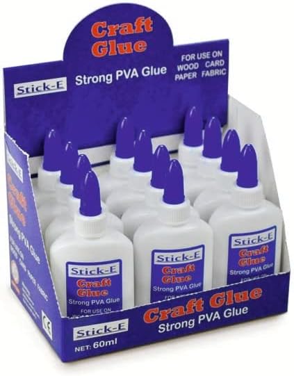 Stick-E PVA White Glue 60ml Bottle, Box of 12