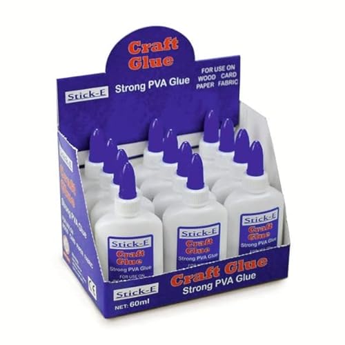 Stick-E Pva White Glue 60Ml Bottle, Box Of 12